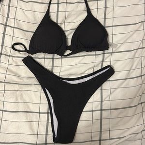 SHEIN Ribbed Bikini- L Black